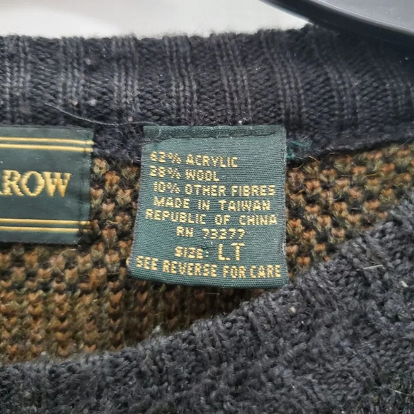 Croft & Barrow Mens Vintage 80s Funky Brown Southwestern Wool Grandpa Sweater LT - Picture 5 of 6
